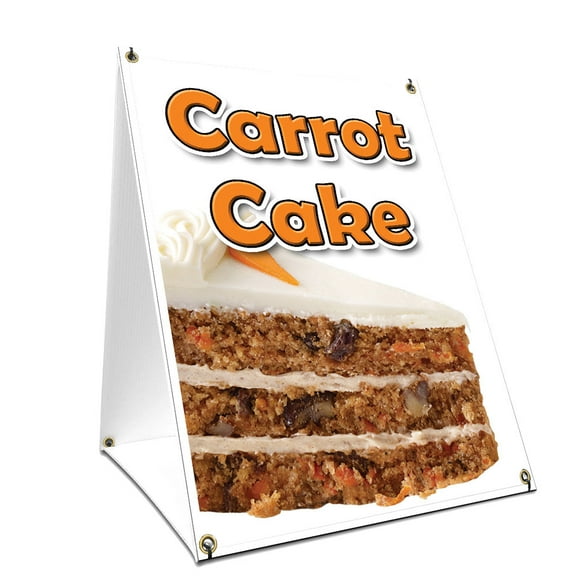 A-frame Sidewalk Carrot Cake Sign With Graphics On Each Side | 24" X 36" Print Size