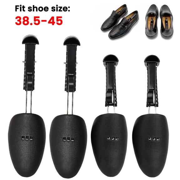 Rongsi 2 Pairs Plastic Adjustable Length Men Shoe Tree Shoe Stretcher Boot Holder Organizers Boot Holder Support Practical Shoes Shape Keeper with Tension Spring Coil for Men's (US 6- 11) Black