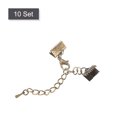 thumbnail image 3 of 10Set Ribbon Crimp Clamp Ends Lobster Claw Clasps & Chain 10mm Bronze Tone for DIY, 3 of 6