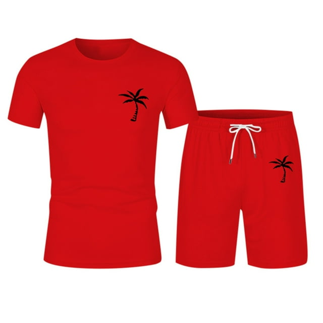 Men's Suits 2 | 2024 Summer Tracksuit for Men - Short Sleeve Athletic Casual Color Block Drawstring Waist Set in Plus Size