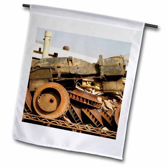 3dRose, Some junk in a junk yard - tractor, metal, rust, rusty, corrosion, steel, industrial, old, 18 x 27 inch Garden Flag