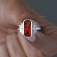 thumbnail image 4 of 925 Sterling Silver Long Garnet Ring, Octagon Garnet & Baguette Diamond Ring, Art Deco Statement Ring, Large Ring, Party Wear Ring, 4 of 5