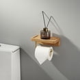 thumbnail image 2 of Accesorios de baño de madera de nogal, soporte de papel higiénico de aluminio de aviación con estante resistente a la humedad para dormitorio, baño, cocina, 2 of 5