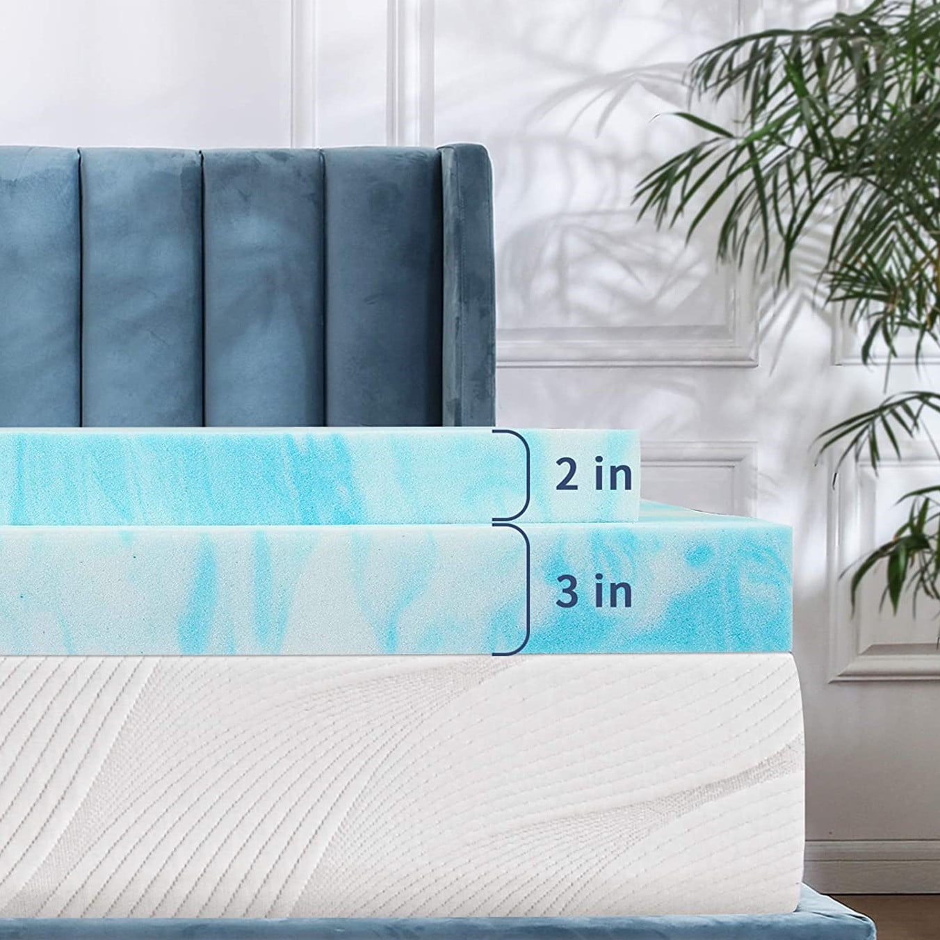 Gel Memory Foam Mattress Topper King Size 3 inch for Pressure