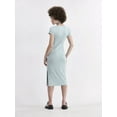 thumbnail image 3 of No Boundaries Slit Midi Dress with Short Sleeves, Women's XXS-XXL, 3 of 4