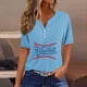 thumbnail image 1 of Fiudx Ofertas Relámpago Blusa de Manga Corta con Estampado de Moda para Mujer, Camiseta con Cuello En V, Tops Informales con Botones, 1 of 4