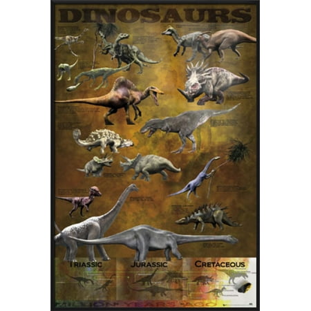 Dinosaurs Framed Poster Print Montage Of Different Dinosaurs