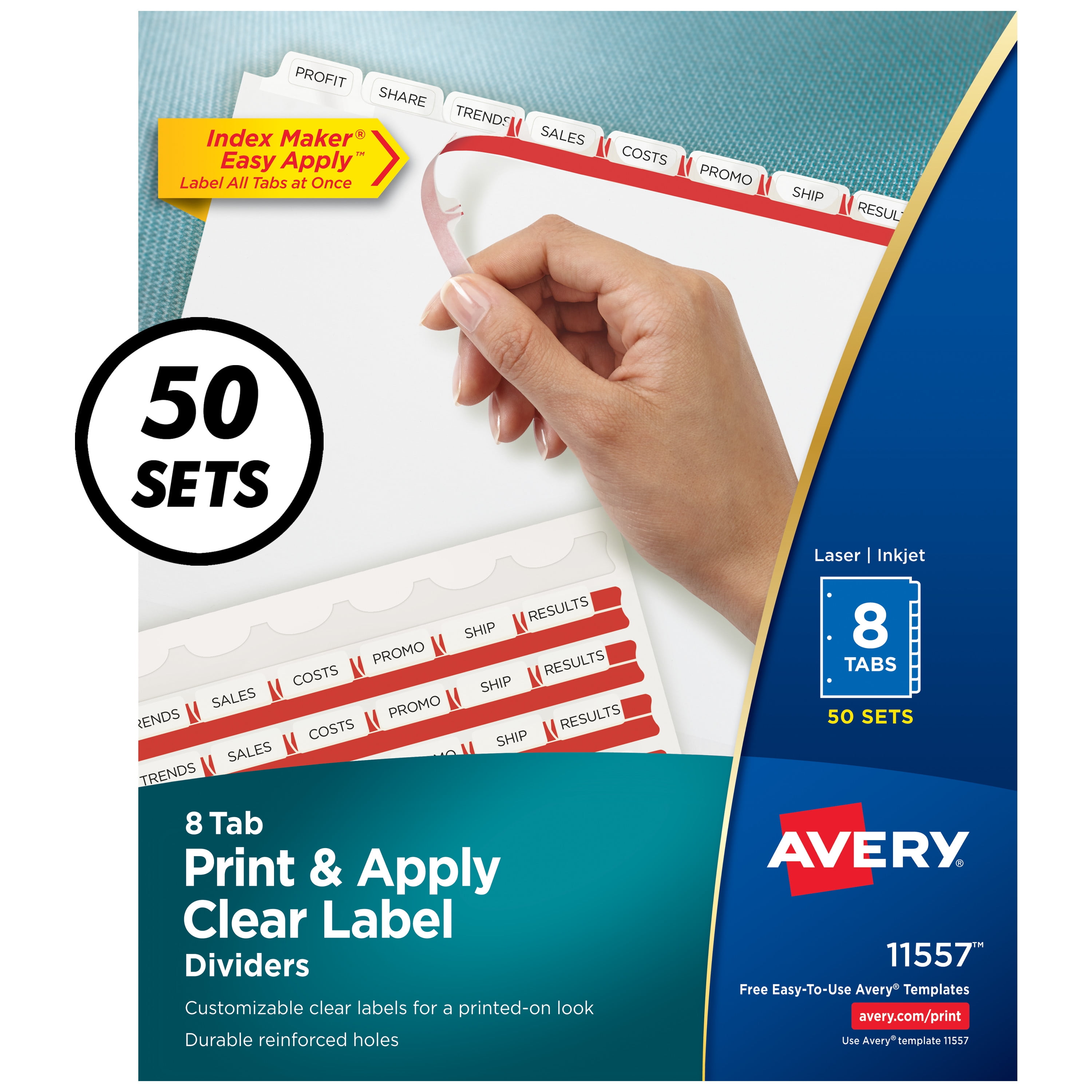 Avery Print Apply Clear Label Dividers Index Maker Easy Apply 