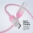 thumbnail image 4 of Powertek Frosty USB-C to USB-C Fast Charging Cable, 6 ft, Pink, 4 of 7