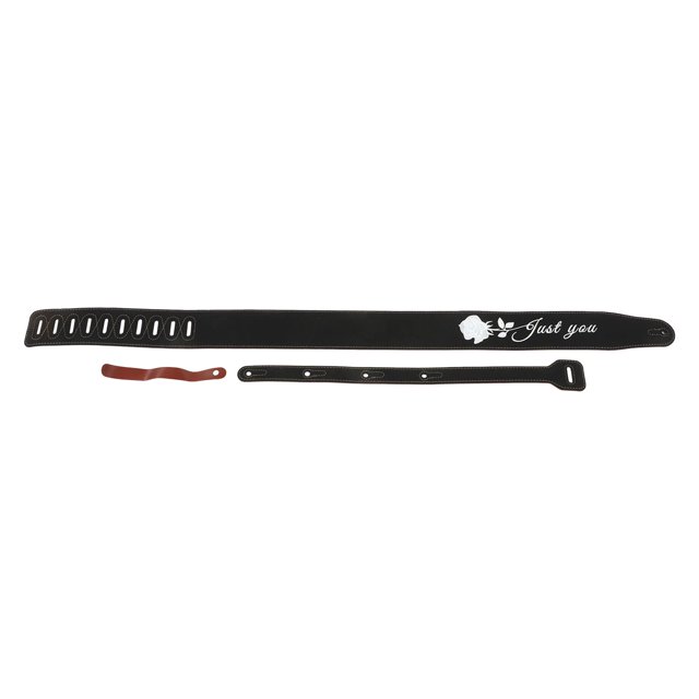 Guitar Strap, Shoulder Strap Nubuck Colorfast Durable For Stringed Instrument Black Rose Embroidery