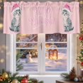 thumbnail image 5 of Valances for Windows Merry Christmas Cute Cat with Hat Rod Pocket Short Curtain for bathroom living room bedroom White Snow on Pink 1 Panel 54x18in, 5 of 7