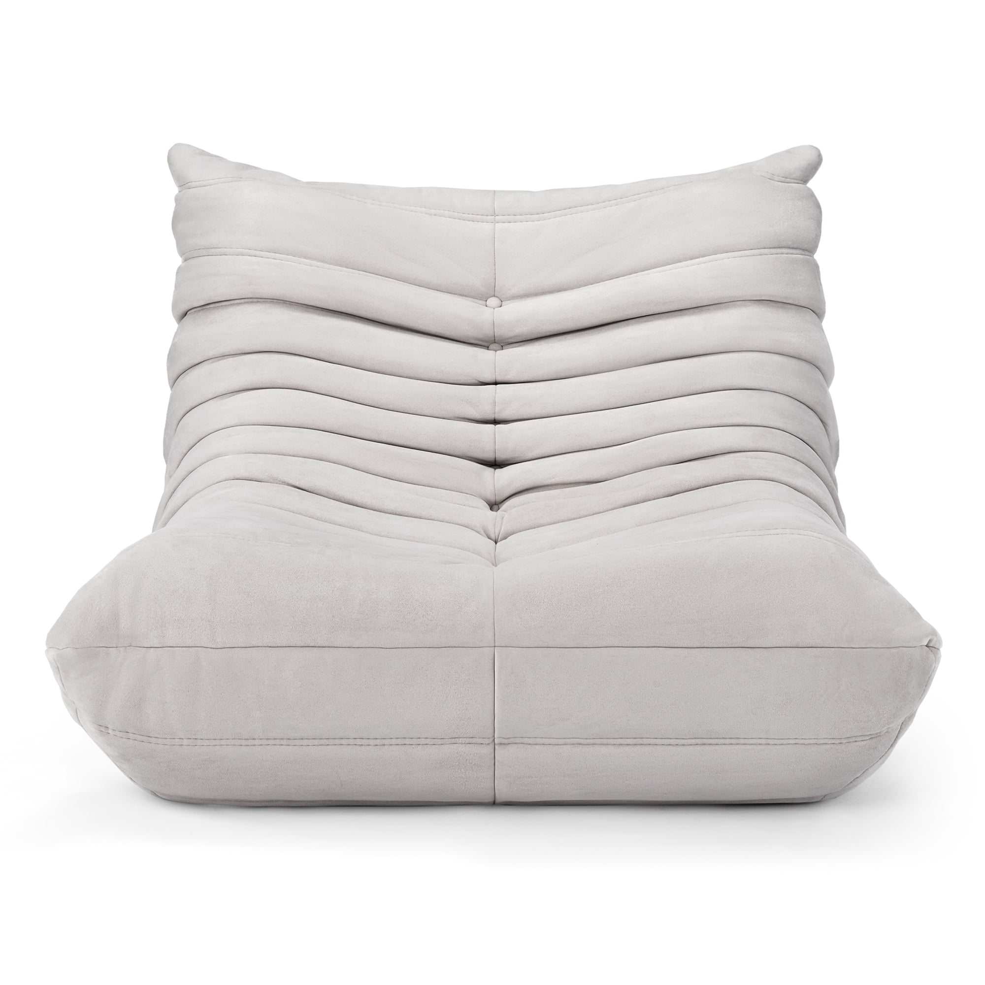 Cottinch Giant Bean Bag Chair Lazy Floor Sofa for Adults, Teens, Memory Foam Sofa Fireside Togo Chair Suede Lounger Couch for Living Room, Bedroom, Light Grey