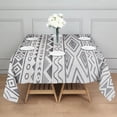 thumbnail image 3 of White Geometric Diamond Wave Pattern Square Tablecloth,Waterproof Square Table Cover,Wipeable Spillproof Washable Table Cover for Home Kitchen Party Decor 42"X42"(107x107cm), 3 of 6