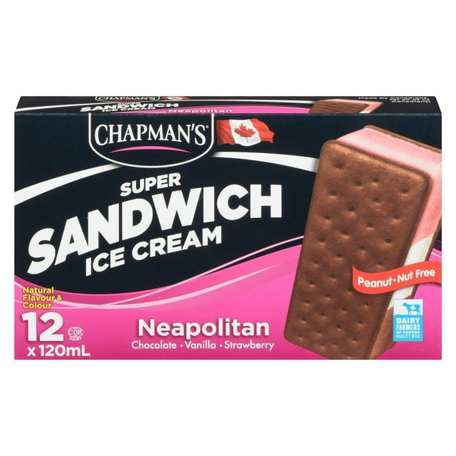Chapman's Super Sandwich Neapolitan Ice Cream in a Box, 12 x 120mL