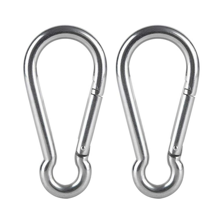 Performore 2 1/4 Inches Stainless Steel Safety Spring Snap Hook Carabiner,  Multi-Purpose Heavy Duty Stainless Steel Carabiner Clips for Keys Swing Set