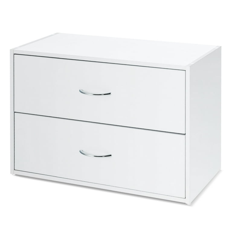 2-Drawer Stackable Horizontal Storage Cabinet Dresser Chest with Handles -  Costway