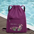 thumbnail image 1 of Women Drawstring Backpack with Zipper Pocket Floral Print Backpack Yoga Backpack, 1 of 7