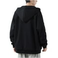 thumbnail image 3 of Miluxas Men's velvet hooded sweater with full zipper design, outdoor casual cardigan sweater Black, 3 of 8