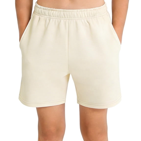 KyCheLot Boys Girls Sweat Shorts with Pockets Loose Solid Color Elastic High Waist Summer Casual Sport Shorts 4-15 Years