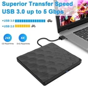 External CD/ DVD Drive for Laptop, DVD Player for Laptop, USB 3.0 Type-C DVD Drive External DVD-RW Player Writer Reader for Burner Driver, Black