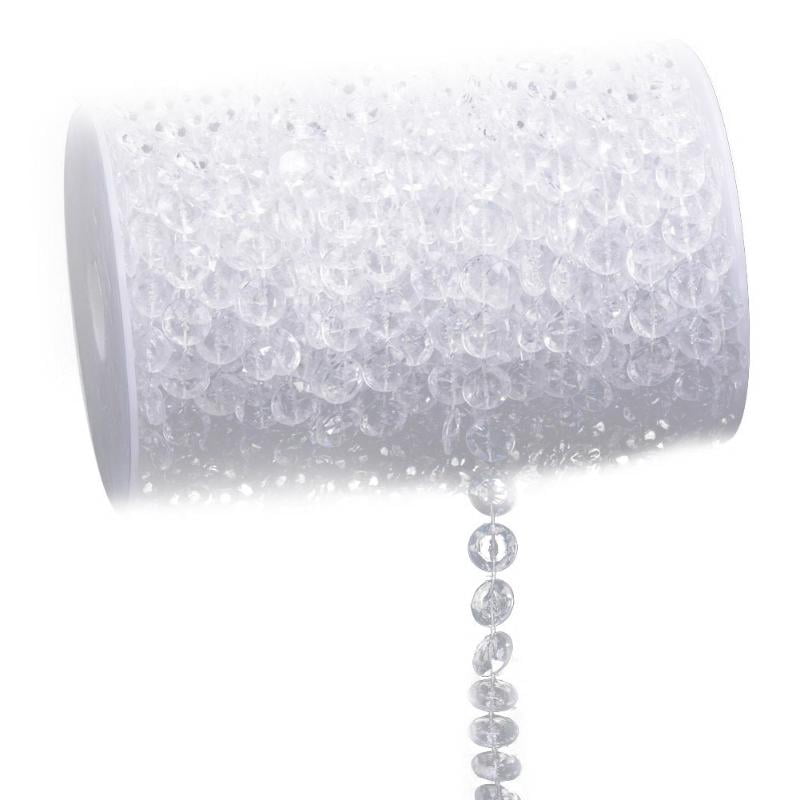 Unilove 99FT Acrylic Plastic Crystal Clear Beads String for Chandelier Curtains for Doorways Decoration 1 Roll Type 1 