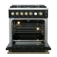 thumbnail image 2 of Giovanni 30-inch Gas Range Black & Antique Brass Design, 5 Burners 67,000 BTU, 4.32 cu.ft. Convection Oven, 2 of 5