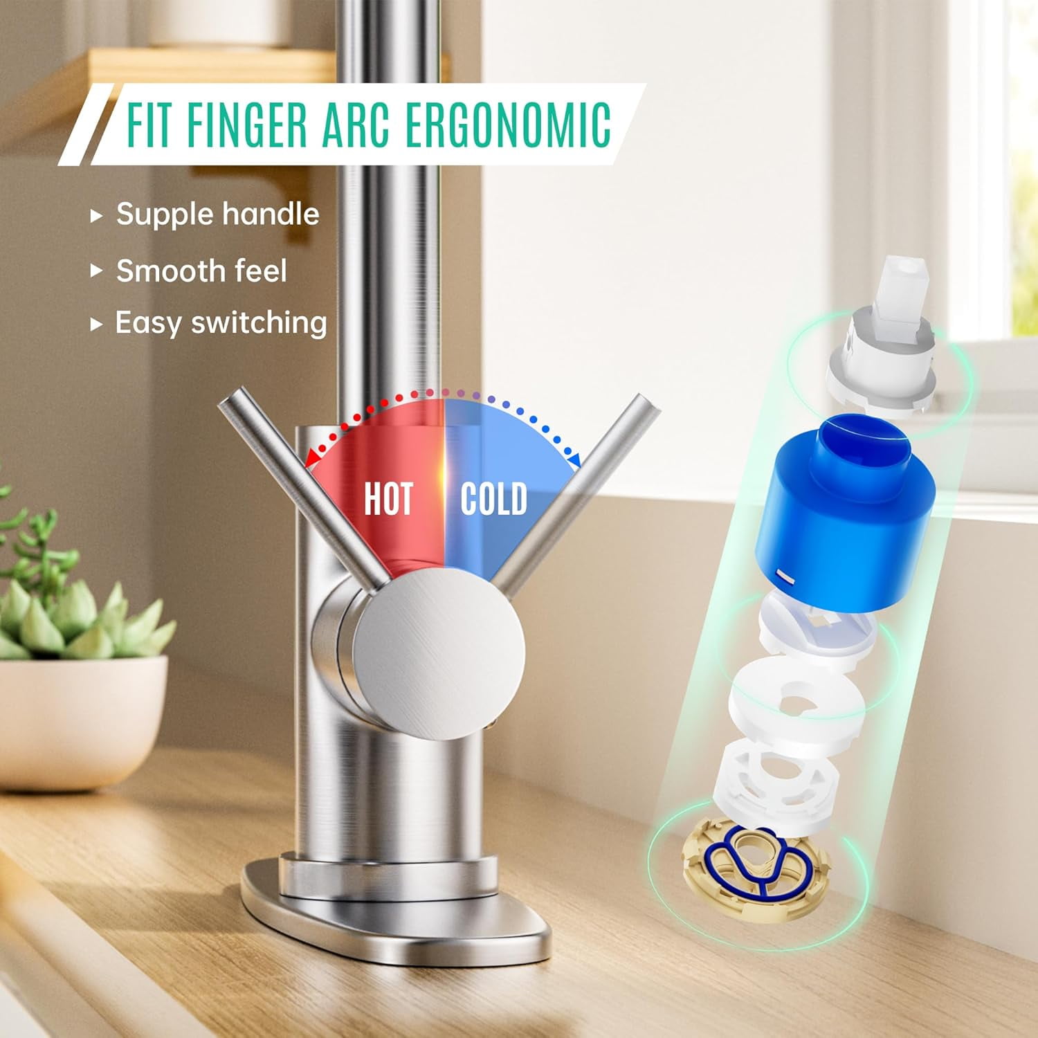 Zovajonia Modern Commercial Kitchen Faucet with Pull Down Sprayer Brushed Nickel, High Arc Single Handle Stainless Steel  Sink Faucet with Deck Plate