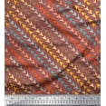 thumbnail image 1 of Soimoi Brown Modal Satin Fabric Diagonal Arrow Printed Craft Fabric by the Yard 42 Inch Wide, 1 of 3
