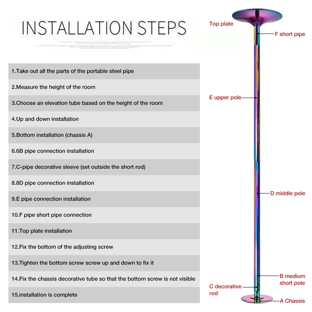 45mm Spin Pole for Home - Portable Dance Pole with Extension, Professional Spinning Fitness Pole for Bedroom, Studio & Exercise