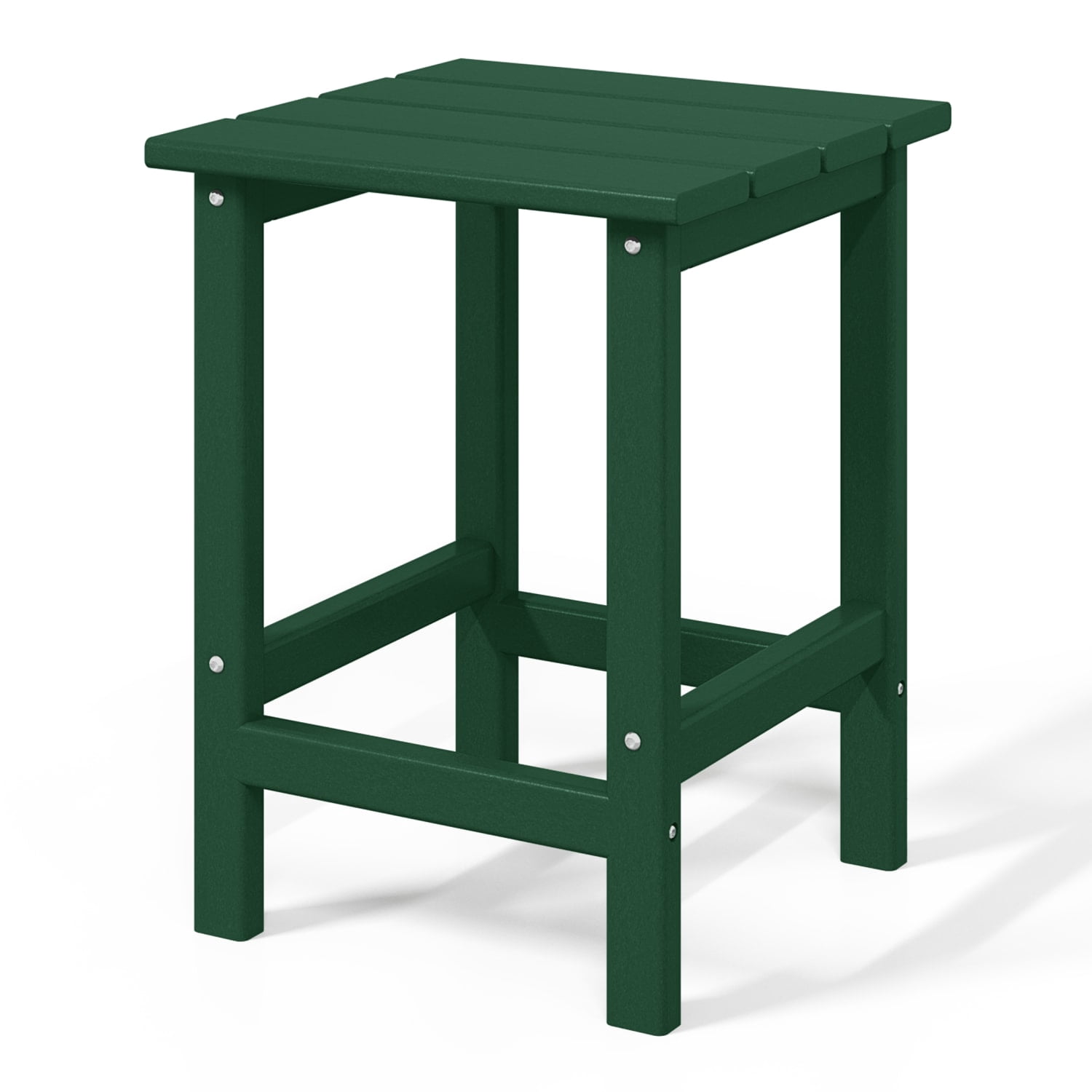 WestinTrends Outdoor Side Table, All Weather Poly Lumber Adirondack Small Patio Table Square End Table for Pool Balcony Deck Porch Lawn Backyard, Dark Green