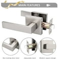 thumbnail image 3 of 3 Pack Probrico Square Door Lever Door Lock Handle Lockset Keyless Doorknobs Passage Knobs Lockset Interior Hallway Passage Closet in Satin Nickel, 3 of 9