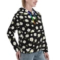 thumbnail image 6 of Picia Daisies Flowers Pattern Casual Women's Hoodie, Hooded Sweatshirt with Kangaroo Pocket, Comfortable Pullover with Eye-catching Drawstrings-Small, 6 of 7