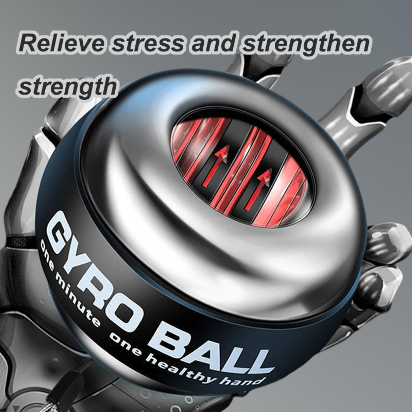 (2026 New 6-Level Color-Shifting) All-Metal Power Gyro Ball, Weighted Auto-Start Hand Wrist Forearm Trainer and Strengthener for Exercise Joint and Muscle with Led Light (with Ball Bag)