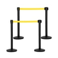thumbnail image 2 of EDTara Retractable Belt Stanchion Set, 4 Pack Crowd Control Barriers With Heavy-Duty Metal Bases, 6.6ft Yellow Ropes, Carbon Steel Queue Posts for Dividing Lines In Hotels, Theaters, and Concerts, 2 of 7