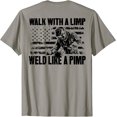 thumbnail image 1 of Walk With A Limp Weld Like A Pimp (on back) Welding Welder T-Shirt - Sand - L, 1 of 4