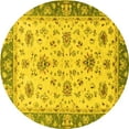 thumbnail image 1 of Ahgly Company Machine Washable Indoor Round Oriental Yellow Traditional Area Rugs, 6' Round, 1 of 4