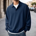 thumbnail image 2 of Long Sleeve Polo Shirts for Men Classic Golf Shirt Thermal Pullover Tops Navy XXXL, 2 of 4