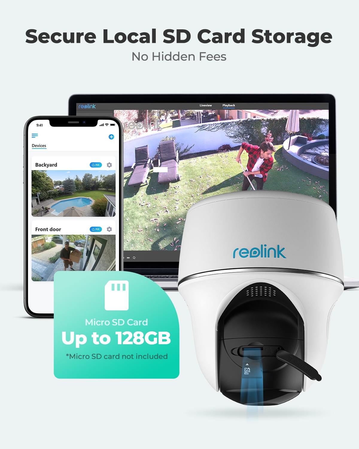 Reolink Argus PT Black Solar Panel, 2K Wifi Security Camera Wireless Outdoor, Pan Tilt Night Vision, Support Google Assistant/Alexa