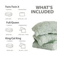 thumbnail image 5 of Intelligent Design Full/Queen Shaggy Faux Comforter Set, Long Fur Wave Spring Comforter Bedding Set, 3-Piece Warm Bed Set with Pillow Sham, Green/White, 5 of 8
