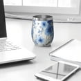 thumbnail image 3 of 12oz Stemless Wine Tumblers Pioneer Flower Vacuum Insulated Stainless Steel Travel Tumbler Cups Mug with Lid and Straw for Champaign,Cocktail,Beer with Cleaning Brush, 3 of 5