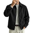 thumbnail image 2 of Men's Relaxed Fit Zip Up Jacket Lapel Collar Smooth Textured Coat with Pockets Fully Lined Casual Spring Fall Outfits Outerwear, 2 of 7