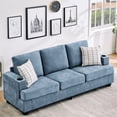 thumbnail image 5 of COZONY Modern 89" 3-Seater Sofa with Deep Seats, Chenille Fabric, Cup Holders and Side Storage Pockets for Living Room, Apartment,Blue, 5 of 8