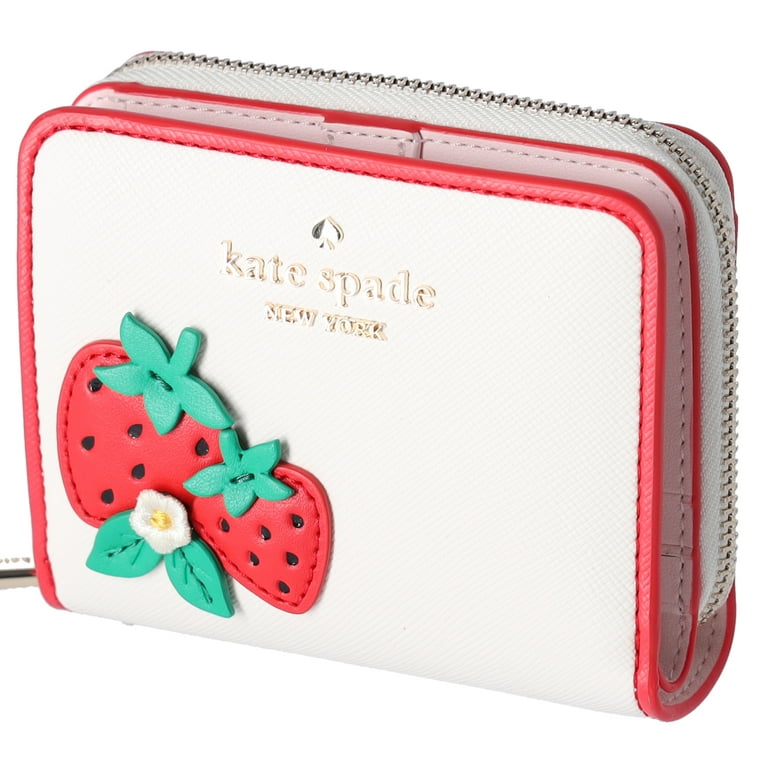 セールKate Spadeストロベリードリームススモールジップお財布 Kate Spade 3D Strawberry Dreams Small Zip Around Bifold