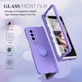 thumbnail image 3 of Dteck for Samsung Galaxy Z Fold 3 Case with Hinge Protection & Built-in Front Screen Protector, Full Body Drop Protection Z Fold3 Matte Cover with Ring Holder, Work with Magnetic Car Mount, Purple, 3 of 8