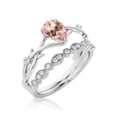 thumbnail image 3 of Boho & hippie 1.60 Carat Pear Cut Morganite And Diamond Moissanite Unique Engagement Ring, Wedding Ring, Inspired And Branch Ring in 10k Solid White Gold, Gift For Her, Surprise, Bridal Ring Set, 3 of 3