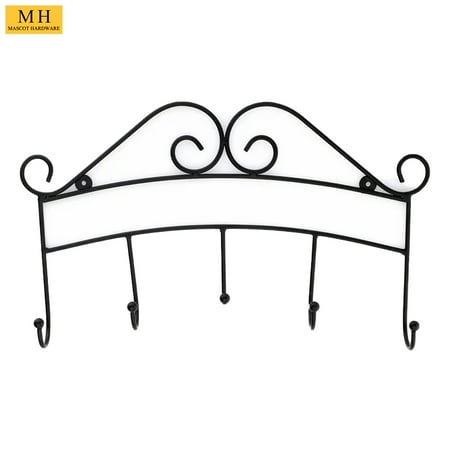 

Mascot Hardware 10 Wide Metal 5 Wall Mounted Hook Rail Black