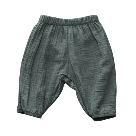 

dmqupv Mamas Boy Clothes Toddler Kids Baby Boy Girl Cotton Linen Elastic Basic Harem Organic Boys Clothing Army Green 2-3 Years