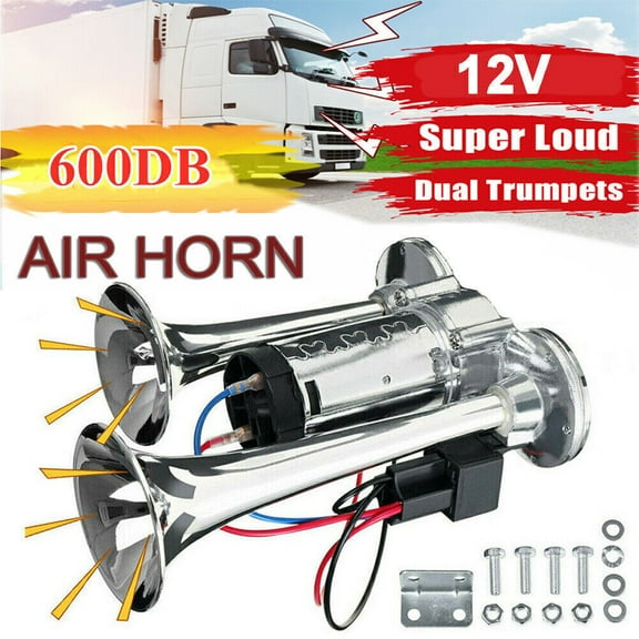 600DB 12V Dual Trumpets Super Loud Car Electric Horn Truck Boat Train Speaker US