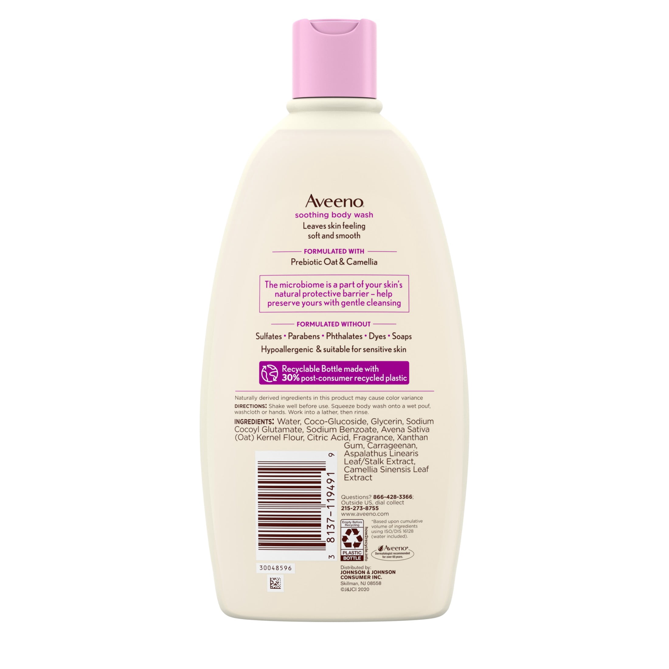 Aveeno Soothing Body Wash for Sensitive Skin, Camellia, 18 fl. oz
