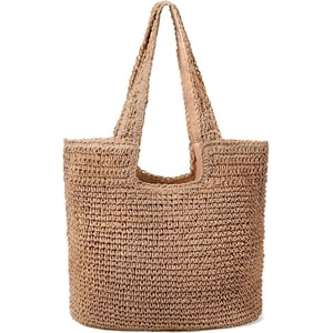 Gocvo Straw Beach Tote Bag, Boho Style Summer